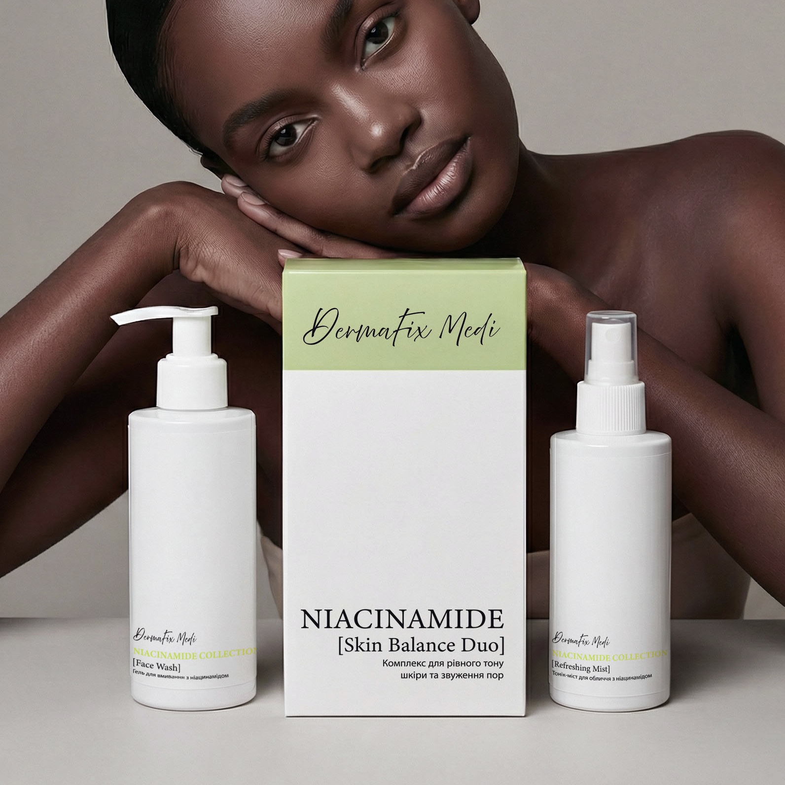 Набір для обличчя з ніацинамідом Niacinamide Skin Balance Duo, DermaFix Medi (гель + тонік-міст)
