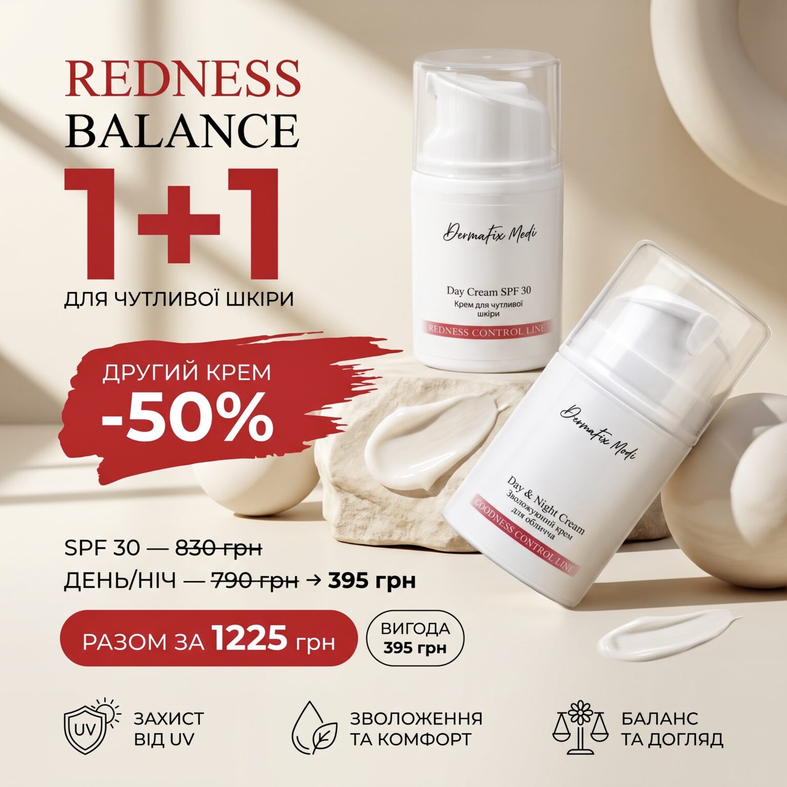 Сет кремів Redness Balance SPF30 & Day/Night Cream